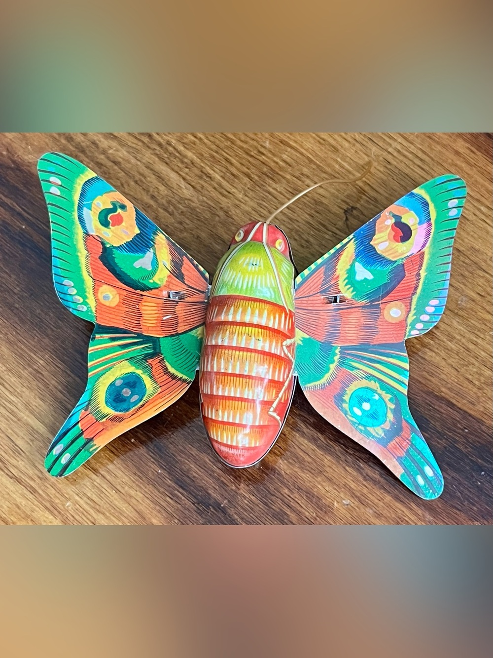 Vintage Alps Tin Litho Friction Butterfly Toy